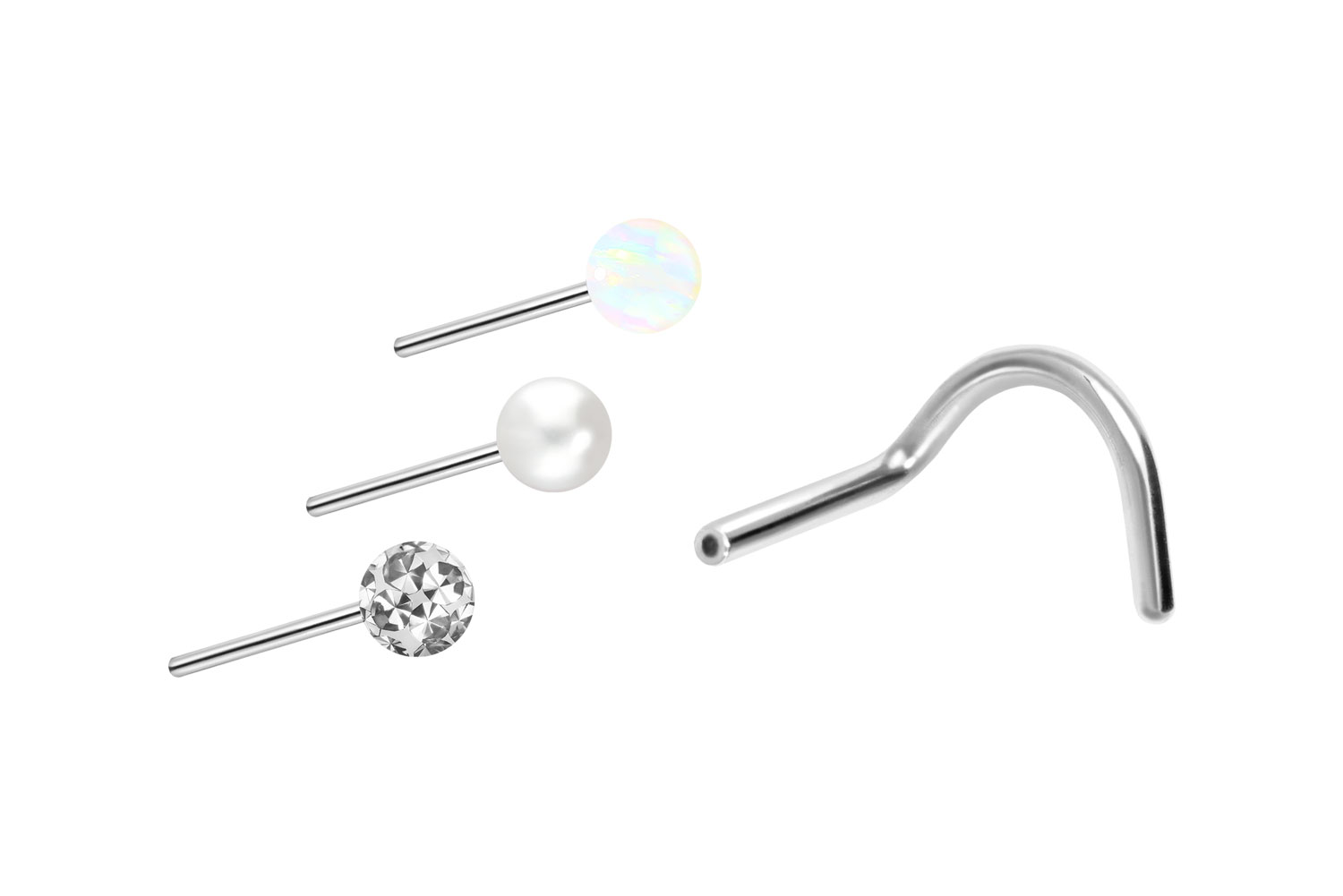 Titan Nasenstecker Nasenpiercing Spirale mit Push Fit AUFSATZ MIX